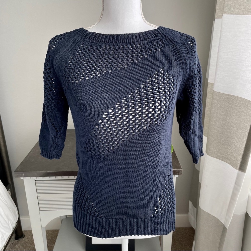 Ann Taylor petite XS Navy Blue 3/4 sleeve Sweater